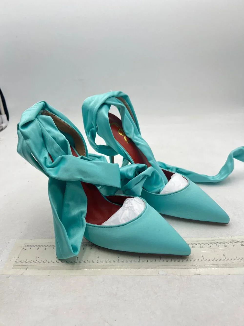 FSJ Turquoise Strappy Ankle Wrap Sandal Ribbon Lace-up Stiletto High Heels Pump